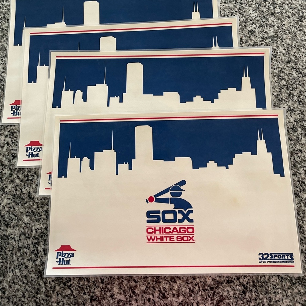 1983 AL Western division champ Chicago White Sox retro Pizza Hut menu 4 set